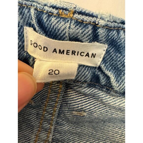 Good American Good Boy Distressed Boyfriend Jeans in Blue536 Size 20 - Picture 9 of 11
